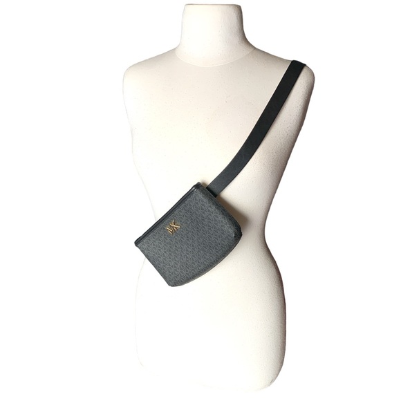 MICHAEL KORS MK Black Gold LOGO Fanny Pack Belt Bag - Picture 4 of 9